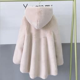 2026 new imitation velvet female mink fur coat whole mink mid-length coat hooded mink fur female