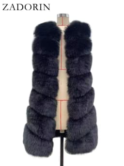 ZADORIN 85cm Long Warm Faux Fur Vest Women Winter Fluffy Sleeveless Faux Fox Fur Vests Waistcoat Faux Fur Jacket Women Fur Coats