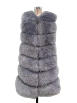 ZADORIN 85cm Long Warm Faux Fur Vest Women Winter Fluffy Sleeveless Faux Fox Fur Vests Waistcoat Faux Fur Jacket Women Fur Coats