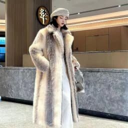 Winter Women High Quality Faux Fox Fur Coat Luxury Long Fur Coat Lapel OverCoat Thick Warm Female Plush Coats