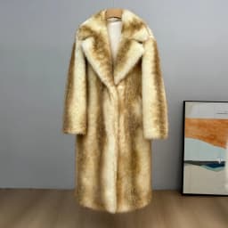 Winter Women High Quality Faux Fox Fur Coat Luxury Long Fur Coat Lapel OverCoat Thick Warm Female Plush Coats