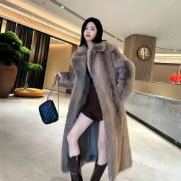 Winter Women High Quality Faux Fox Fur Coat Luxury Long Fur Coat Lapel OverCoat Thick Warm Female Plush Coats