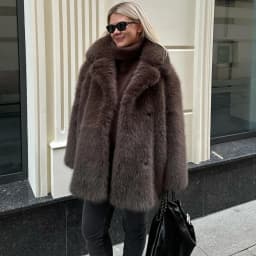 Tuularose Women Elegant Faux Fur Coat Warm Fluffy Loose Long Sleeve Lapel Jacket Fall Winter Fashion High Street Lady Outerwear