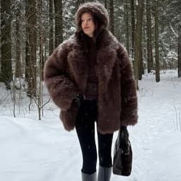 Tuularose Women Elegant Faux Fur Coat Warm Fluffy Loose Long Sleeve Lapel Jacket Fall Winter Fashion High Street Lady Outerwear