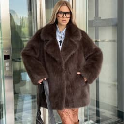 Tuularose Women Elegant Faux Fur Coat Warm Fluffy Loose Long Sleeve Lapel Jacket Fall Winter Fashion High Street Lady Outerwear