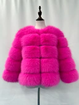 FANPUGUIZHEN Women Coats Autumn Winter New Fashion Pink Faux Fur Coat Elegant Thick Warm Outerwear Fake Fur Woman Jackets