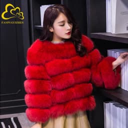 FANPUGUIZHEN Women Coats Autumn Winter New Fashion Pink Faux Fur Coat Elegant Thick Warm Outerwear Fake Fur Woman Jackets