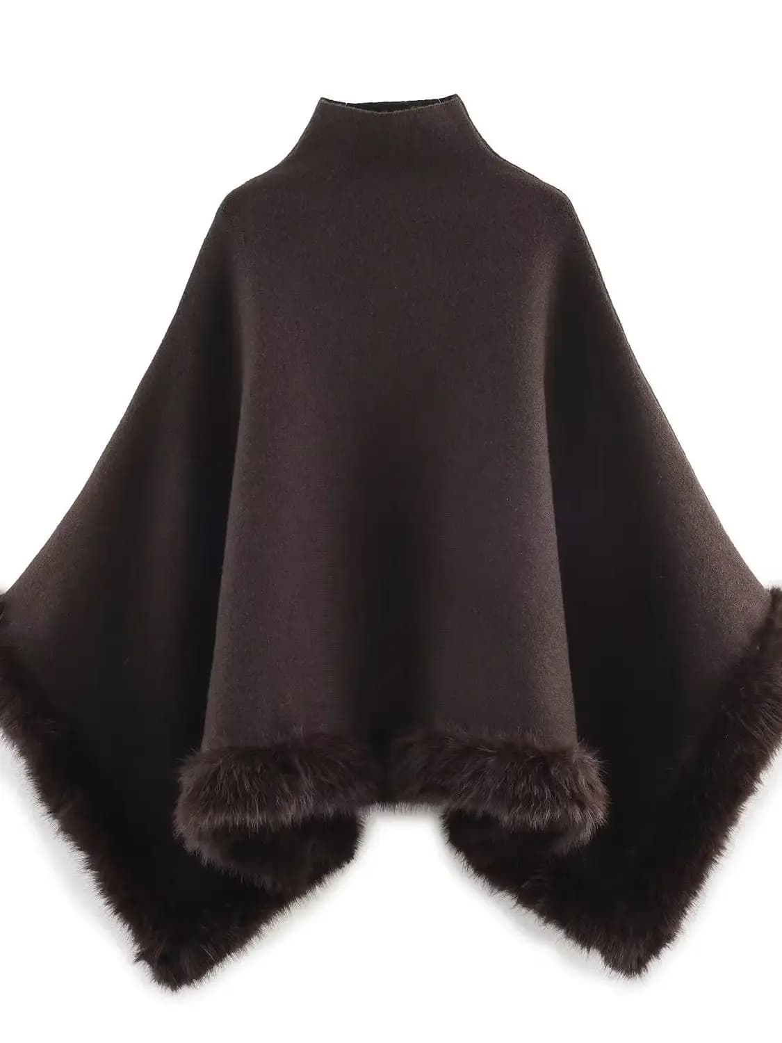 Fashion Winter Warm Plush Shawl Thicken Coat Cardigan Cape Cloak Outer Faux Fur Winter Warm Plush Shawl Thicken Coat 2026 New