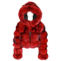 Women's Faux Fur Jacket Short with Hat, Faux Fox Fur Long Sleeved Patchwork Autumn and Winter New Style