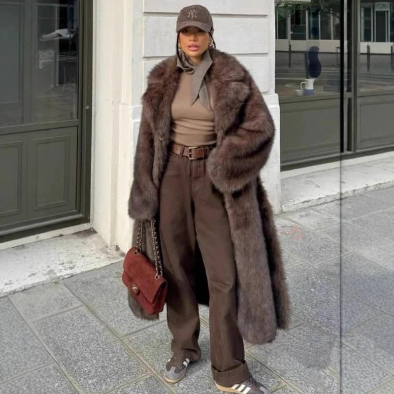 Faux Fur Jackets Women Solid Elegant Long Coat Cardigan Warm Thick Outerwear Jacket Furry Streetwear Coats Autumn Winter