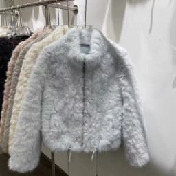 Elegant Maillard Zipper Faux Fur Jacket Women Autumn Winter Stand Collar Cropped Plush Outerwear Woman Korean Loose Warm Jacket