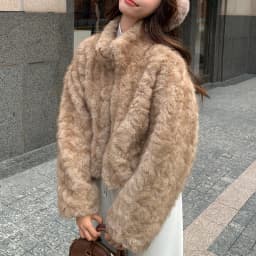 Elegant Maillard Zipper Faux Fur Jacket Women Autumn Winter Stand Collar Cropped Plush Outerwear Woman Korean Loose Warm Jacket