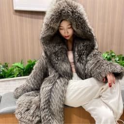 Women's fur coat imitation fox fur windbreaker hood long jacket young winter warm casual