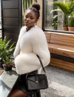 Luxury Autumn Winter Faux Fur Jacket Black White Elegant Short Style Fox Fur Coat Classic Ins Chic Girls Fluffy Plush Jacket