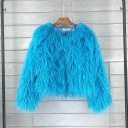 LANMREM Fashion Imitation Fur Coat Women's O-neck Long Sleeves Bright Color Elegant Coats Party Clothes Autumn Winter New 2Z2561