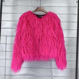 LANMREM Fashion Imitation Fur Coat Women's O-neck Long Sleeves Bright Color Elegant Coats Party Clothes Autumn Winter New 2Z2561