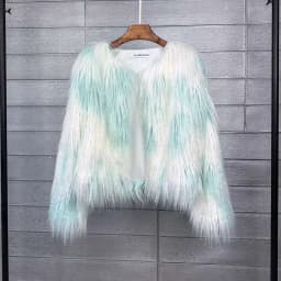 LANMREM Fashion Imitation Fur Coat Women's O-neck Long Sleeves Bright Color Elegant Coats Party Clothes Autumn Winter New 2Z2561
