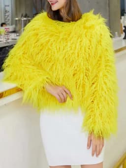LANMREM Fashion Imitation Fur Coat Women's O-neck Long Sleeves Bright Color Elegant Coats Party Clothes Autumn Winter New 2Z2561