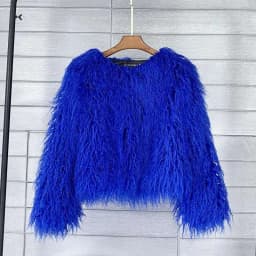 LANMREM Fashion Imitation Fur Coat Women's O-neck Long Sleeves Bright Color Elegant Coats Party Clothes Autumn Winter New 2Z2561