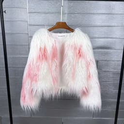 LANMREM Fashion Imitation Fur Coat Women's O-neck Long Sleeves Bright Color Elegant Coats Party Clothes Autumn Winter New 2Z2561