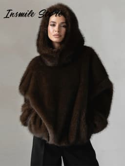 Elegant Luxury Thicken Brown Faux Fur Coats Women Loose Lapel Long Sleeve Furry Coats 2025 Winter Lady Warm Chic Outwear New