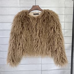 Women Imitation Sheep Faux Short Coat Thermal Slim Fit Loose Elegant High Street Button Jacket Round Neck 2026 Winter Outwear