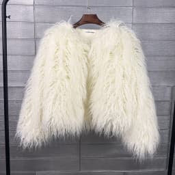 Women Imitation Sheep Faux Short Coat Thermal Slim Fit Loose Elegant High Street Button Jacket Round Neck 2026 Winter Outwear