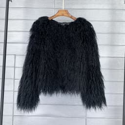 Women Imitation Sheep Faux Short Coat Thermal Slim Fit Loose Elegant High Street Button Jacket Round Neck 2026 Winter Outwear