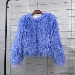 Women Imitation Sheep Faux Short Coat Thermal Slim Fit Loose Elegant High Street Button Jacket Round Neck 2026 Winter Outwear