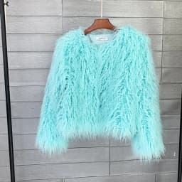 Women Imitation Sheep Faux Short Coat Thermal Slim Fit Loose Elegant High Street Button Jacket Round Neck 2026 Winter Outwear