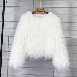 Women Imitation Sheep Faux Short Coat Thermal Slim Fit Loose Elegant High Street Button Jacket Round Neck 2026 Winter Outwear
