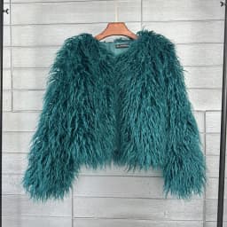Women Imitation Sheep Faux Short Coat Thermal Slim Fit Loose Elegant High Street Button Jacket Round Neck 2026 Winter Outwear