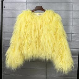 Women Imitation Sheep Faux Short Coat Thermal Slim Fit Loose Elegant High Street Button Jacket Round Neck 2026 Winter Outwear