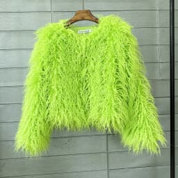 Women Imitation Sheep Faux Short Coat Thermal Slim Fit Loose Elegant High Street Button Jacket Round Neck 2026 Winter Outwear