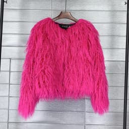 Women Imitation Sheep Faux Short Coat Thermal Slim Fit Loose Elegant High Street Button Jacket Round Neck 2026 Winter Outwear