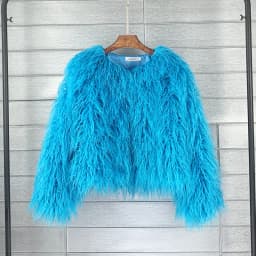 Women Imitation Sheep Faux Short Coat Thermal Slim Fit Loose Elegant High Street Button Jacket Round Neck 2026 Winter Outwear