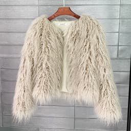 Women Imitation Sheep Faux Short Coat Thermal Slim Fit Loose Elegant High Street Button Jacket Round Neck 2026 Winter Outwear