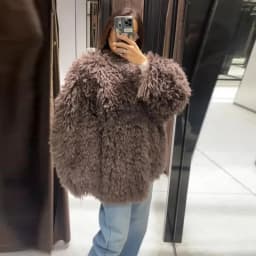 Women Brown Curly Faux Fur Coat Elegant Round Neck Full Sleeve Loose Short Furry Coats 2026 Lady Fashion Winter Street Warm Wear