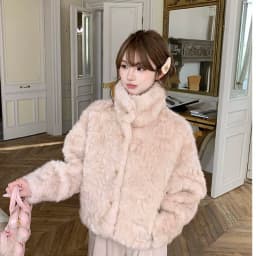 Korean Stand Collar Plush Jacket for Women Winter Thick Fluffy Cropped Faux Fur Coat Woman Loose Sweet Single Breasted Outerwear