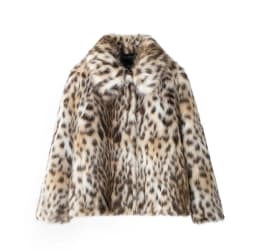 HH Woman Lapel Long Sleeves Side Pockets Casual Coat Women Winter Leopard Print Faux Fur Loose Slim Warm Coat Mujer