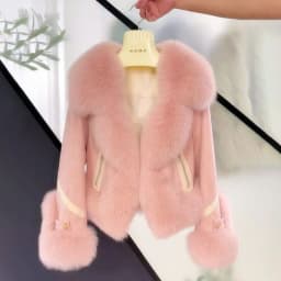 2025 new imitation fox fur coat women autumn winter fashion short Add cotton thick Warm suede overcoat Female slim Outwear T792