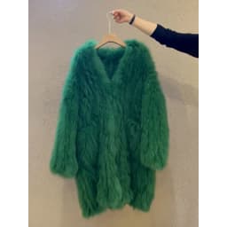 Eco-Friendly Fur Coat Women's Mid-Length Fashionable Casual Style Long Sleeve V-Neck Three Button Closure Outerwear