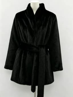 LIMO Women Faux Mink Fur Coat Wrap Belted Waist Stand Collar Long Sleeve Loose Warm Winter Elegant Ladies Plush Outerwear