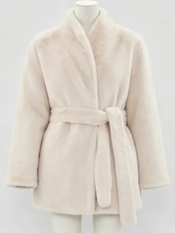 LIMO Women Faux Mink Fur Coat Wrap Belted Waist Stand Collar Long Sleeve Loose Warm Winter Elegant Ladies Plush Outerwear