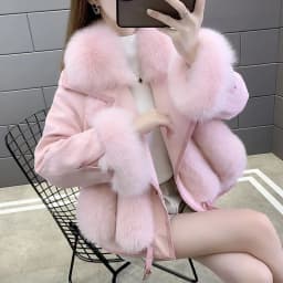 2025 Women Mid-Long Style Faux Fur Jacket Winter Female Pu Leather Splicing Fur Outwear Ladies Long Sleeve Thicken Warm Fur Coat