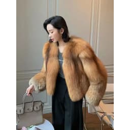 Women's fur coat short style fashion imitation fox hair whole fur coat autumn winter new casual lady jacket