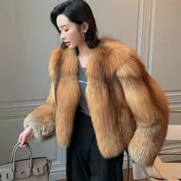 Women's fur coat short style fashion imitation fox hair whole fur coat autumn winter new casual lady jacket