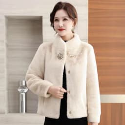 Women New Gold Mink Fur Coat with Fur Integrated Fur Short Jacket for Women, Thickened Mother Outfit, Standing Collar 001 Style