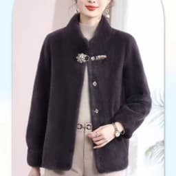 Women New Gold Mink Fur Coat with Fur Integrated Fur Short Jacket for Women, Thickened Mother Outfit, Standing Collar 001 Style