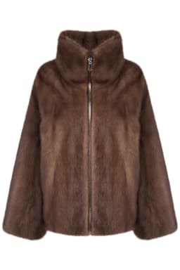 IG 2026 Women High Collar Zip Faux Mink Fur Jacket Short Loose Fit Long Sleeve Luxury Warm Winter Daily Fashion Outer Coat